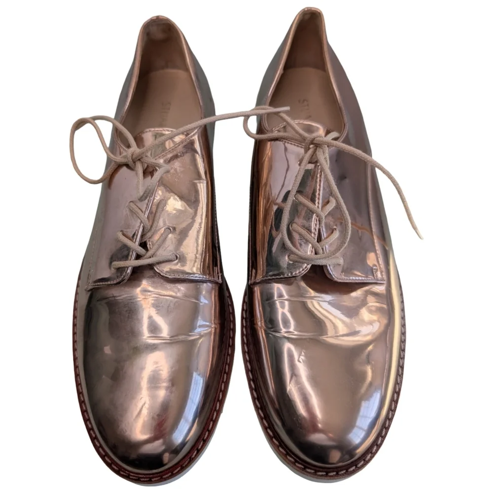 Stuart Weitzman Metro Metallic Oxford Platform Shoe 8.5